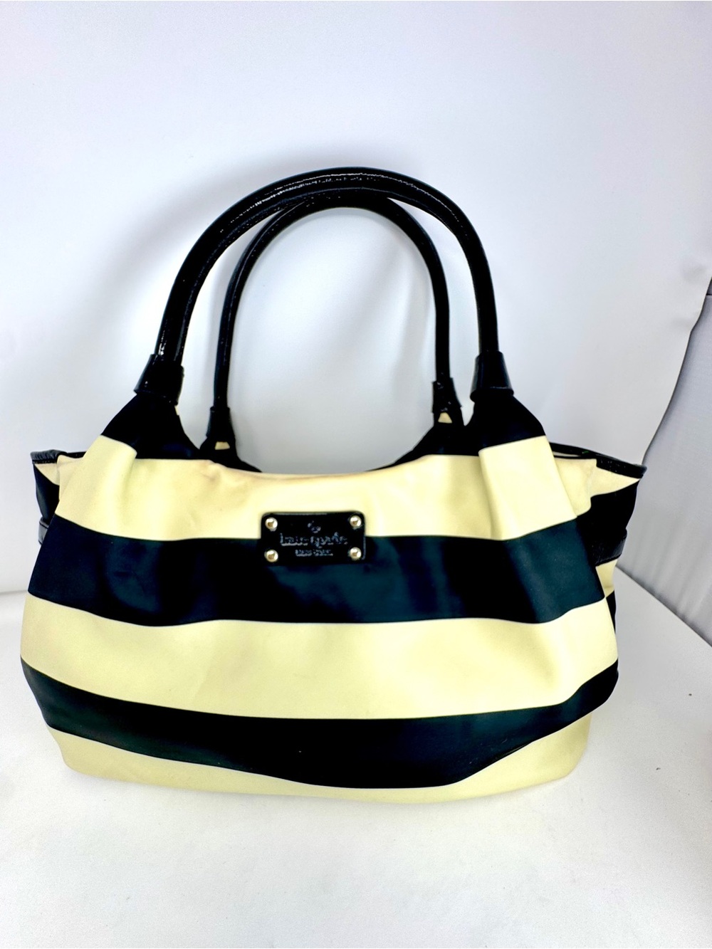 kate spade Black and Cream Striped Tote